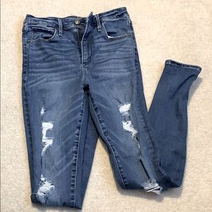 Abercrombie high rise super skinny ripped jeans
